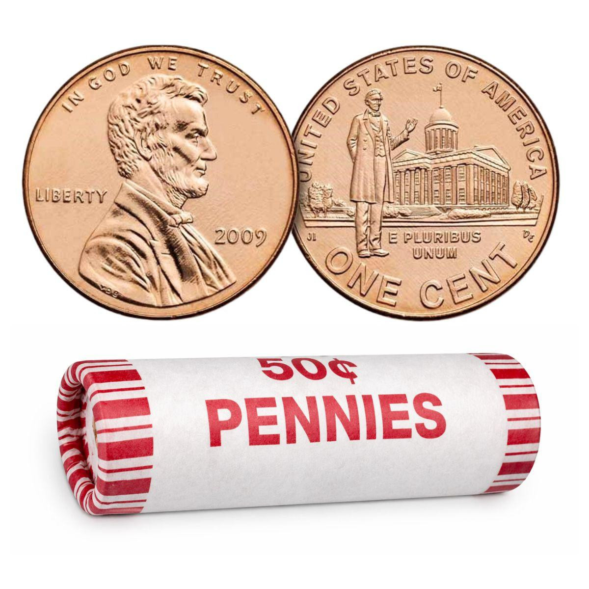  2009 Lincoln Cent Professional Life 50-Coin Roll BU – 2009 Penny (P Mint) 