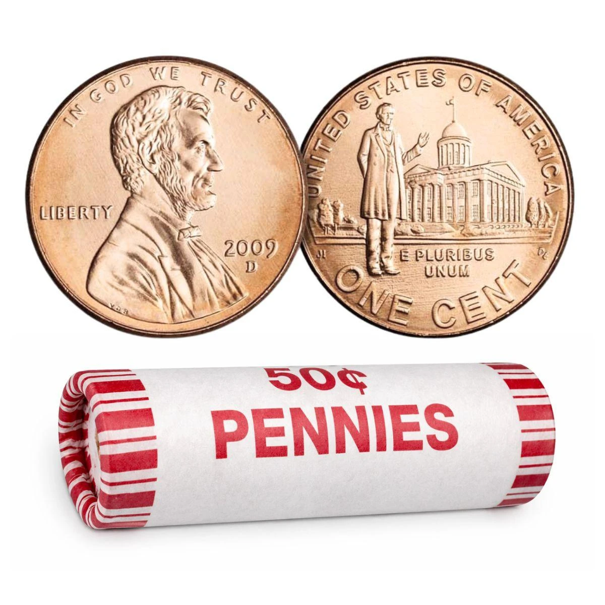  2009-D Lincoln Cent Professional Life 50-Coin Roll BU – 2009 Penny (D Mint) 