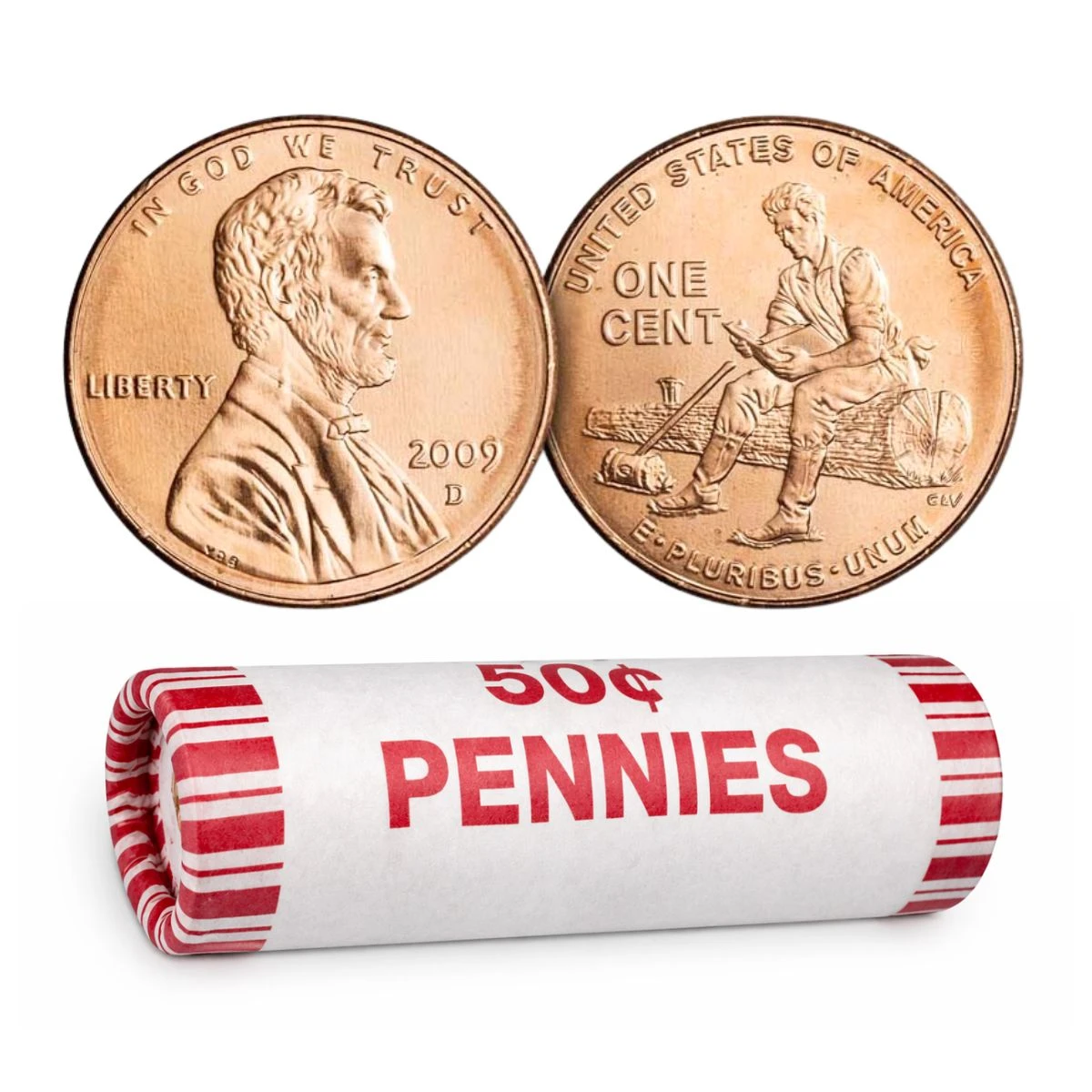 2009-D Lincoln Cent Formative Years 50-Coin Roll BU – 2009 Penny (D Mint)