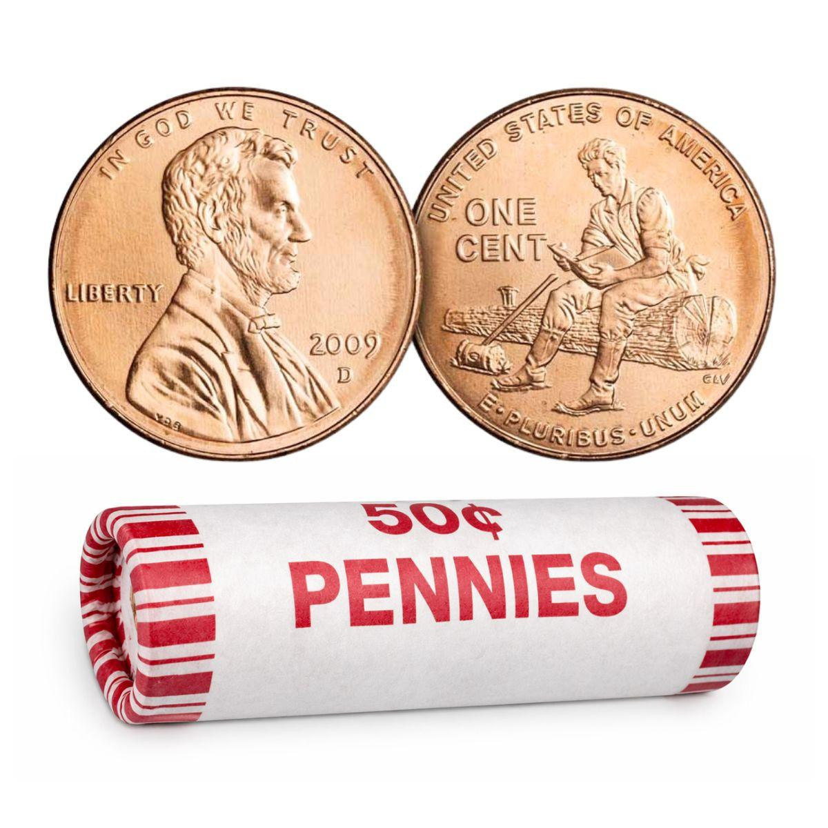 2009-D Lincoln Cent Formative Years 50-Coin Roll BU – 2009 Penny