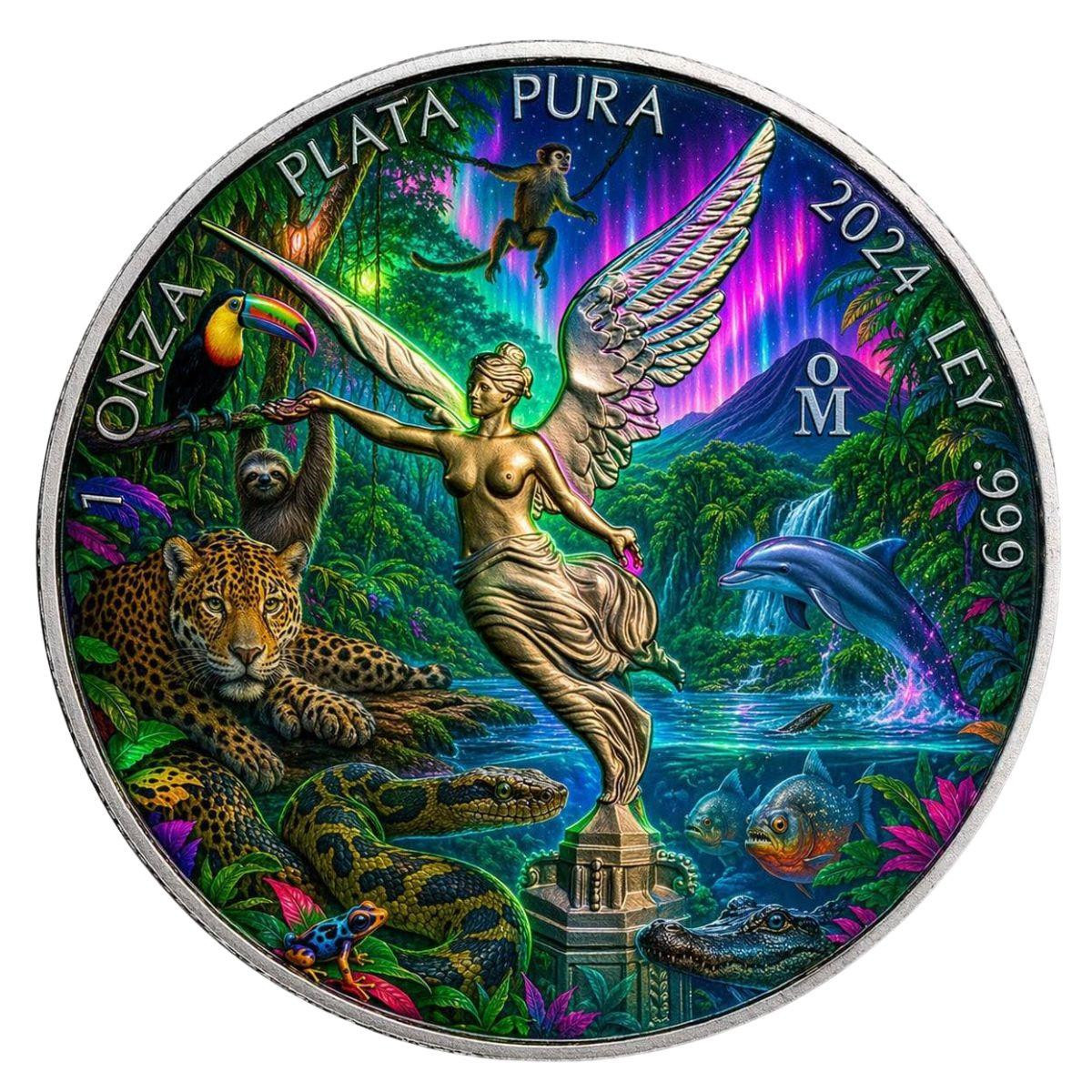 The Money Illusion 貨幣の幻覚 2024 1 oz Silver Mexico Libertad Mystical Amazon Rainforest
