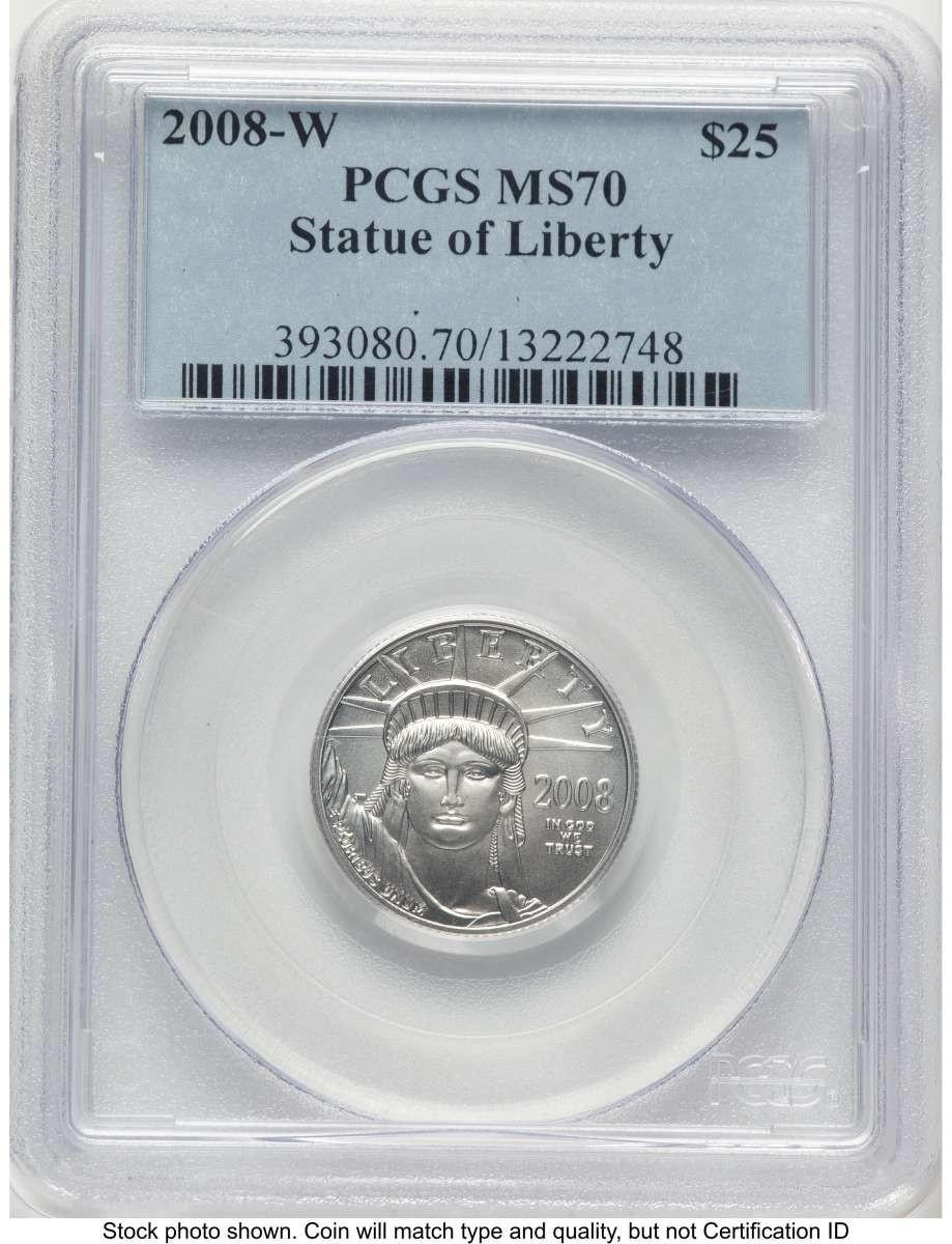 Bullionshark 2008-W $25 Burnished 1/4 oz Platinum Eagle Coin PCGS MS70 - HAT780975004 