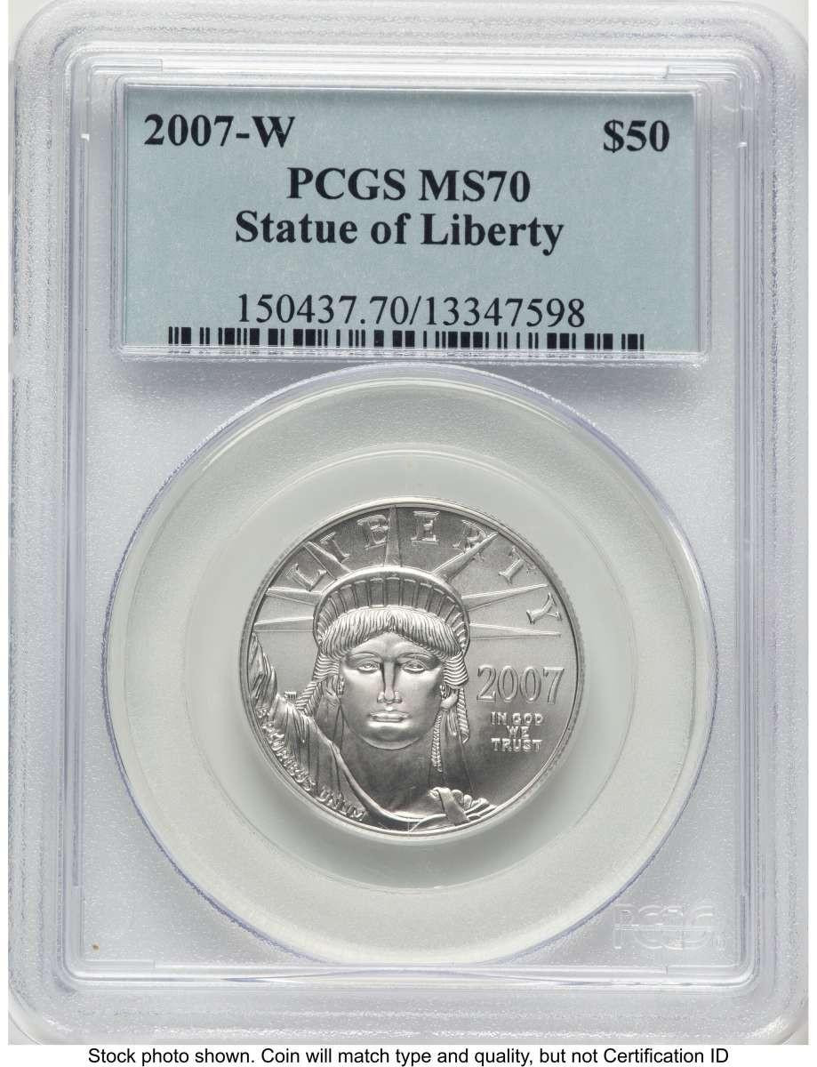Bullionshark 2007-W $50 Burnished 1/2 oz Platinum Eagle Coin PCGS MS70 - HAT780975007 