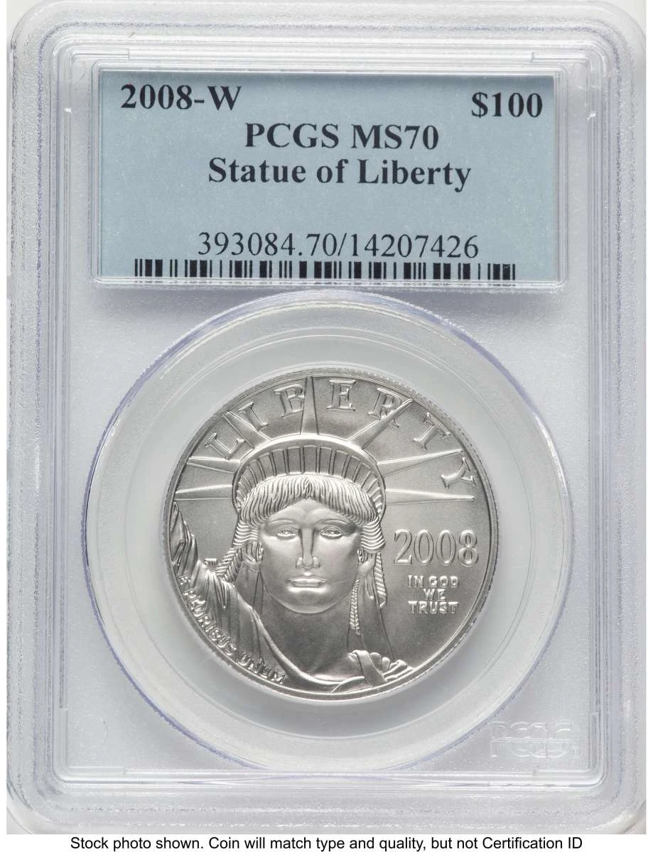 2008-W $100 Burnished Modern Bullion Coin PCGS MS70   One-Ounce Platinum Eagle coin front image
