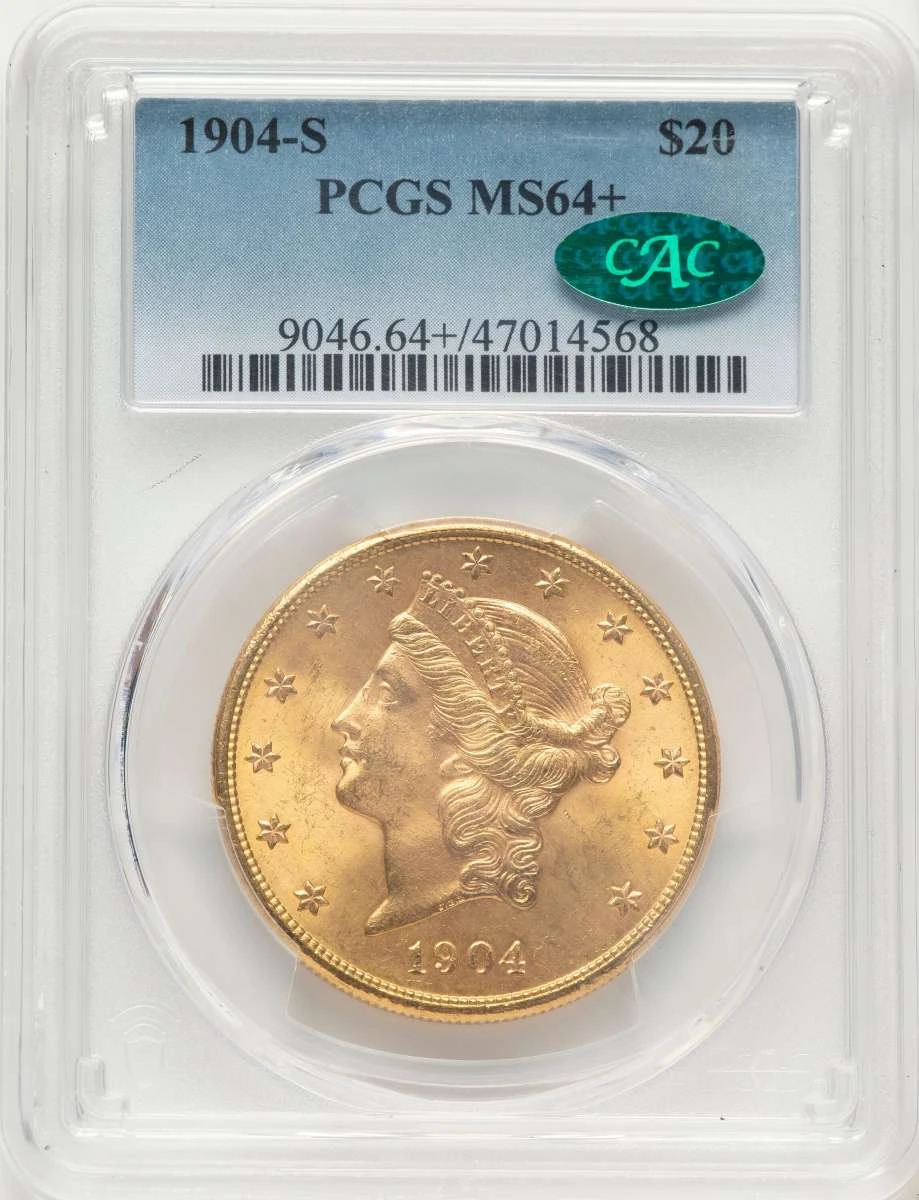 1904-S $20 Liberty Gold Double Eagle PCGS MS64  CAC + coin front image
