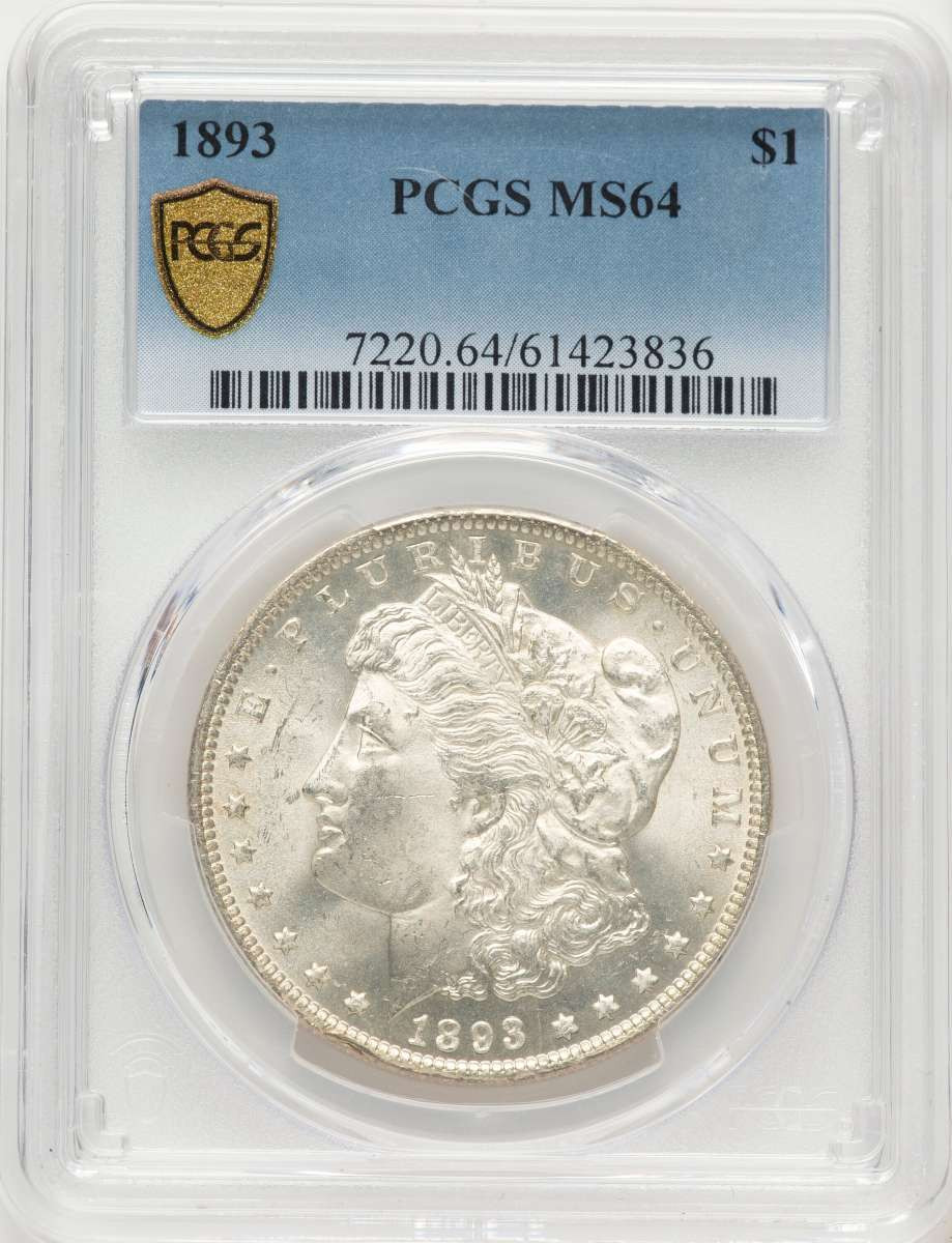 1893 S$1 Morgan Silver Dollar Coin PCGS MS64 coin front image