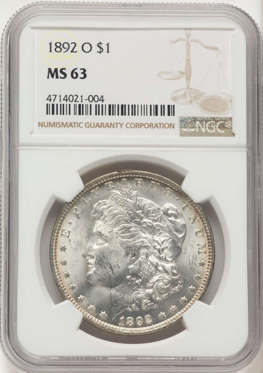 1892-O S$1 Morgan Silver Dollar Coin NGC MS63 coin front image
