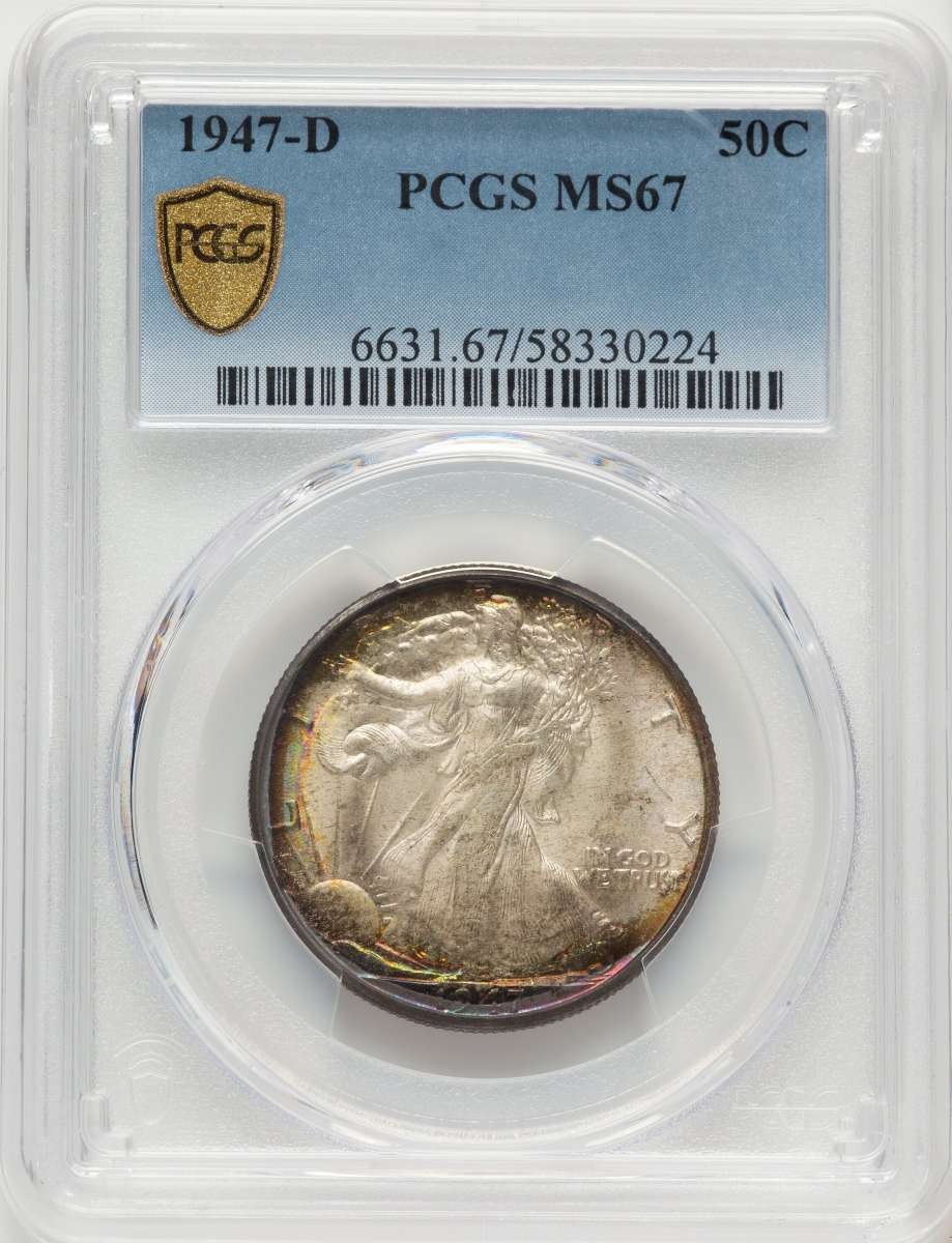 1947-D 50C Walking Liberty Half Dollar Coin PCGS MS67 coin front image