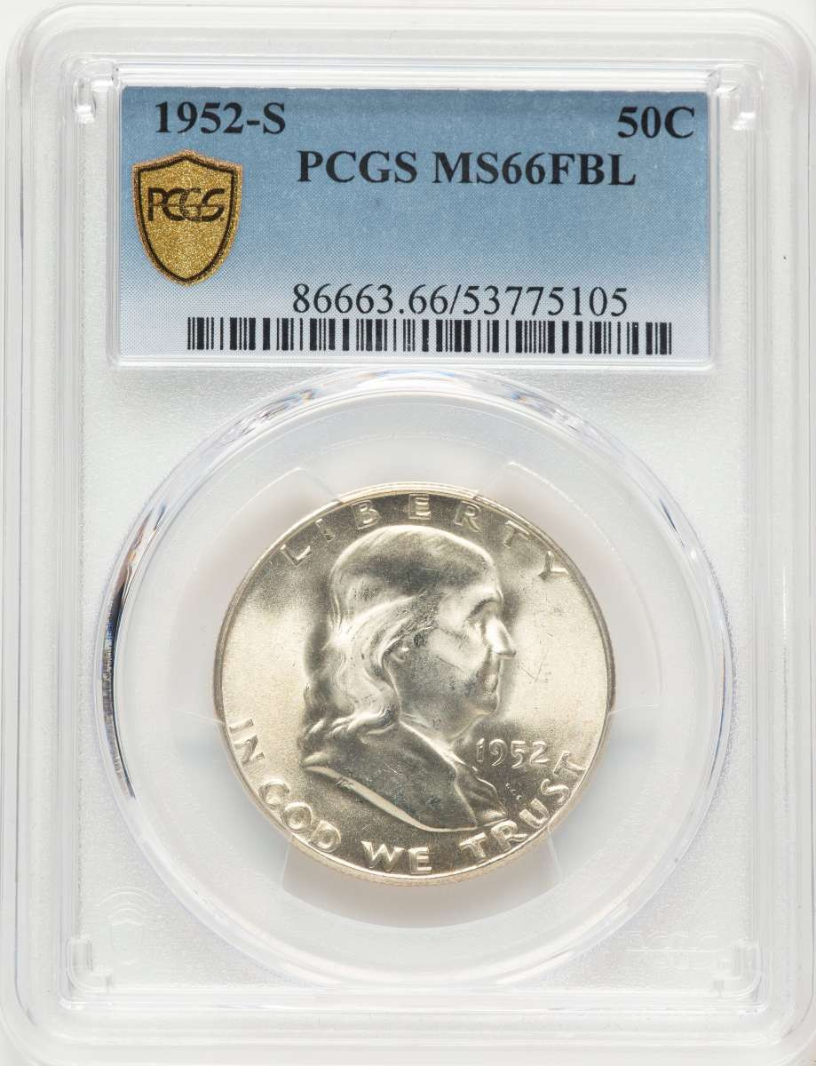 1952-S 50C Franklin Half Dollar Coin PCGS MS66 coin front image