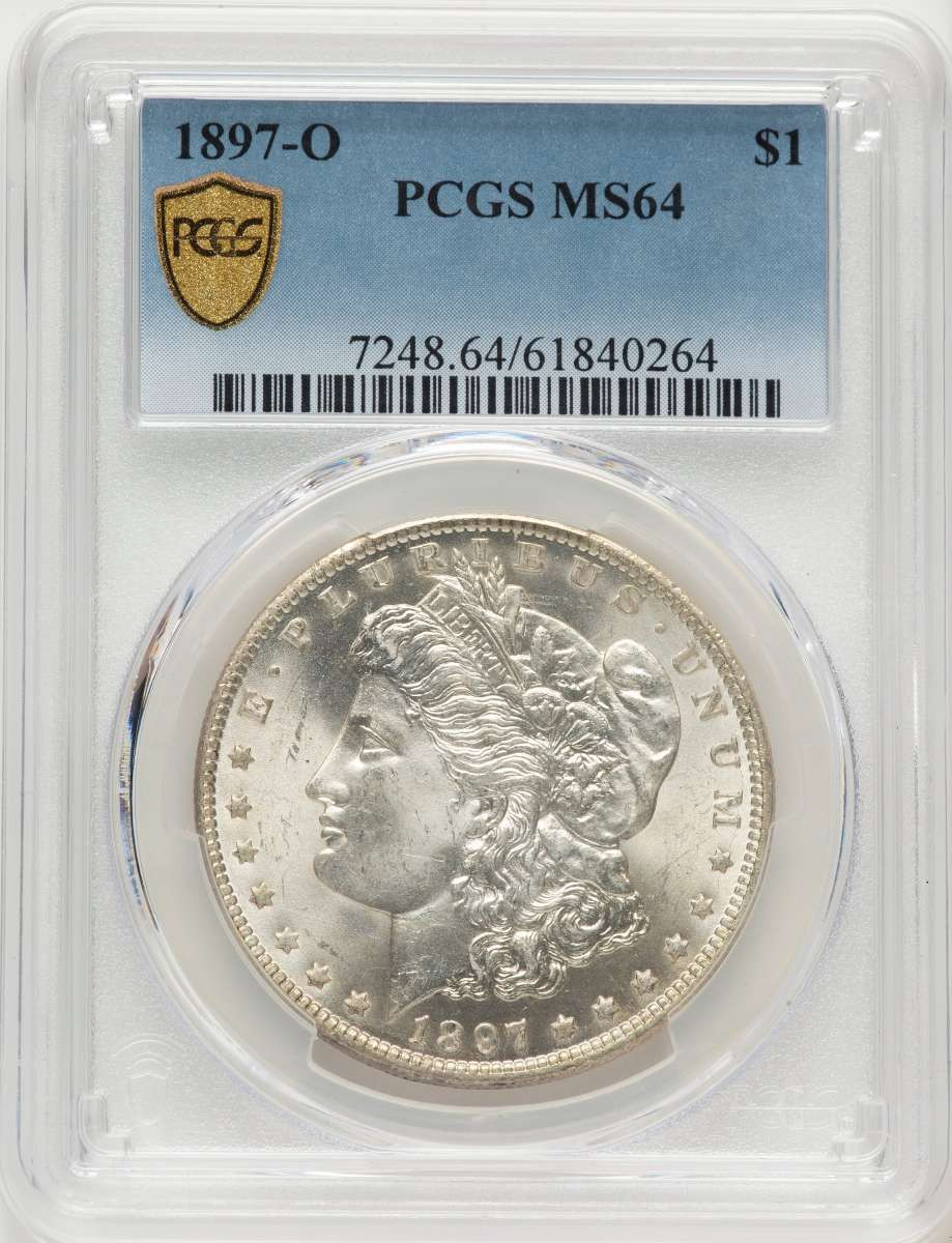1897-O S$1 Morgan Silver Dollar Coin PCGS MS64 coin front image