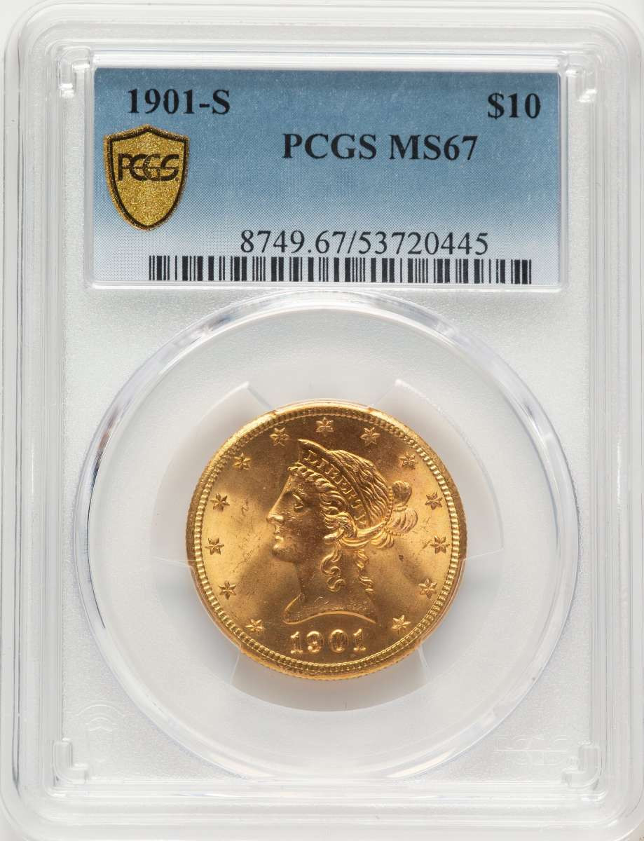 1901-S $10 Liberty Gold Eagle Coin PCGS MS67 coin front image