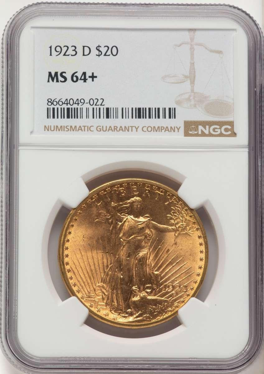 Bullionshark 1923-D $20 Saint Gaudens Double Eagle NGC MS64  + - HAT523675017 