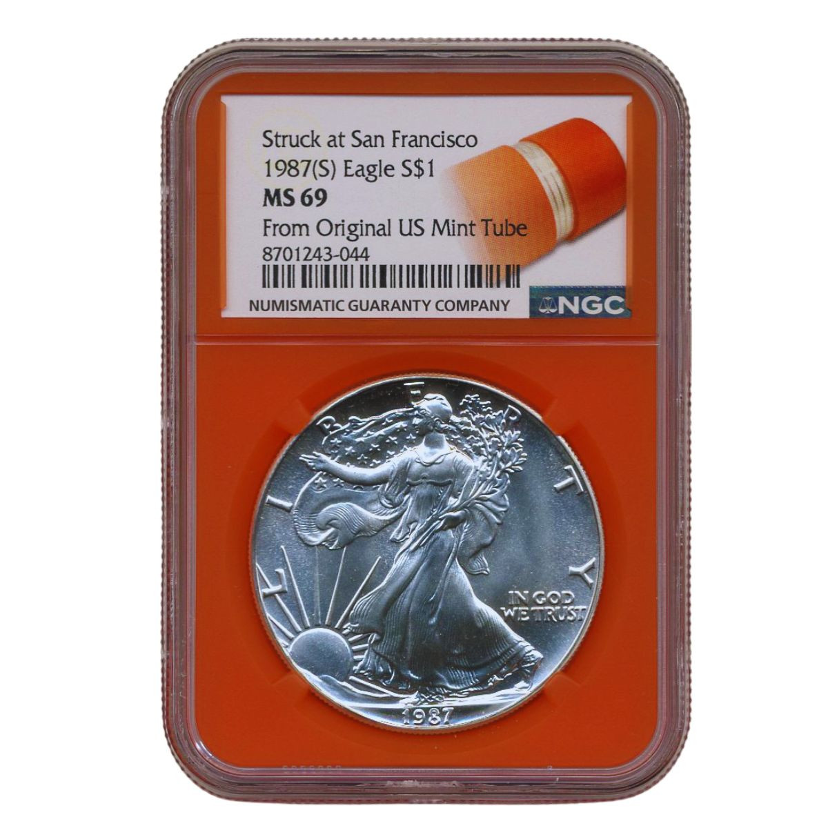 1987(S) American Silver Eagle $1 NGC MS69 — Struck at San Francisco