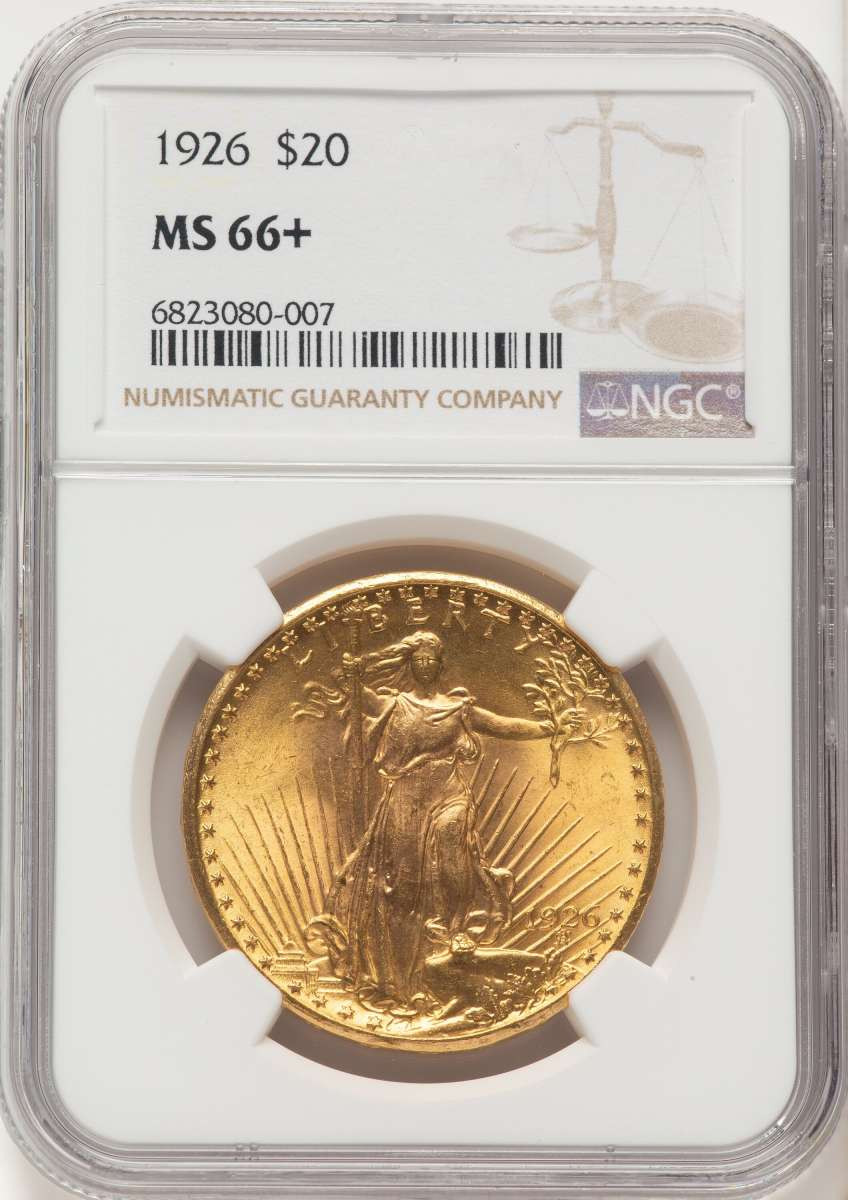 1926 $20 Saint Gaudens Double Eagle NGC MS66  + coin front image