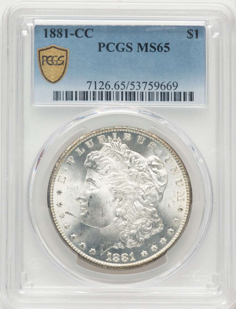 1881-CC S$1 Morgan Silver Dollar Coin PCGS MS65 coin front image