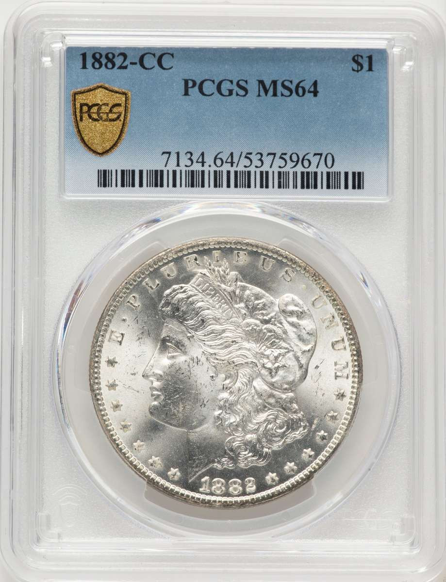 1882-CC S$1 Morgan Silver Dollar Coin PCGS MS64 coin front image