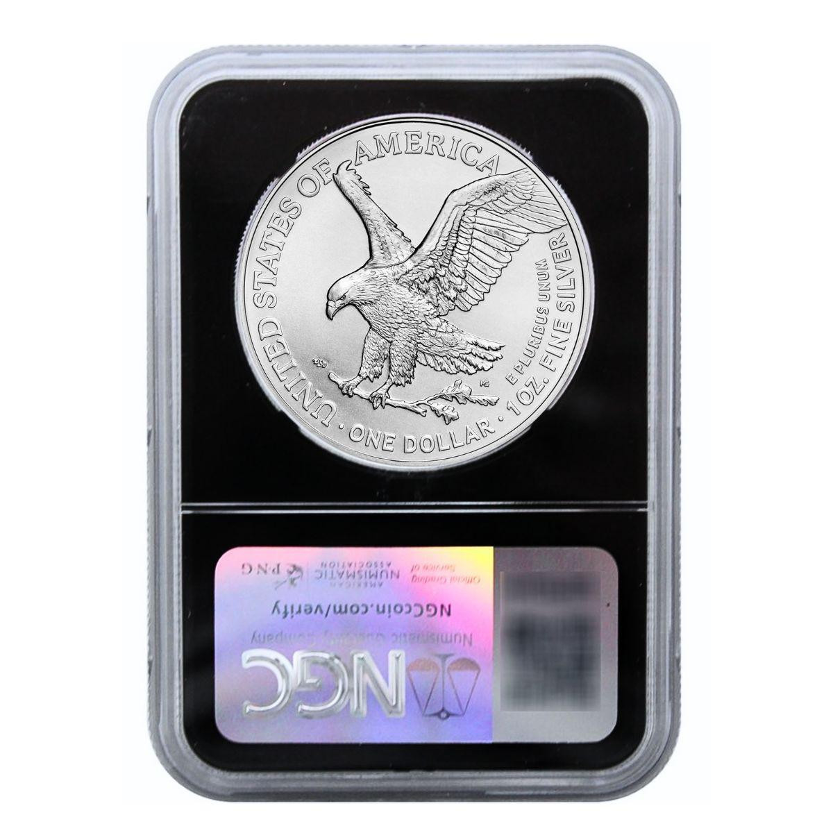 2025 Silver Eagle NGC MS70 Early Releases Black Core - David J
