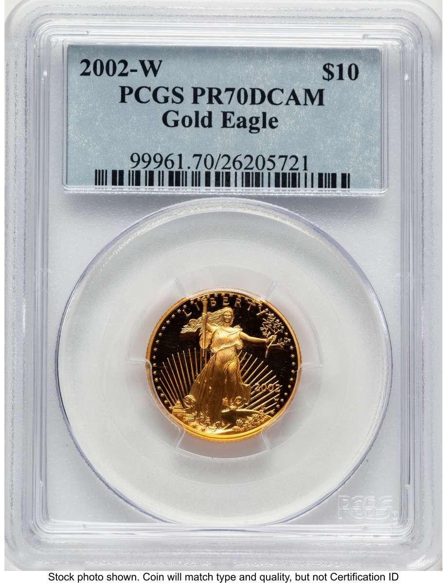 Bullionshark 2002-W $10 Proof 1/4 oz American Gold Eagle Coin PCGS PR70 DCAM - HAT507491019 