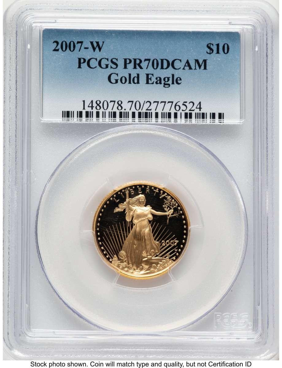 Bullionshark 2007-W $10 Proof 1/4 oz American Gold Eagle Coin PCGS PR70 DCAM - HAT507491024 