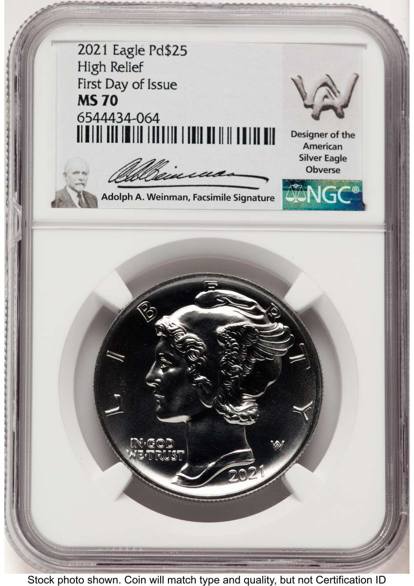 2021 $25 Palladium Eagle Coin NGC MS70 coin front image
