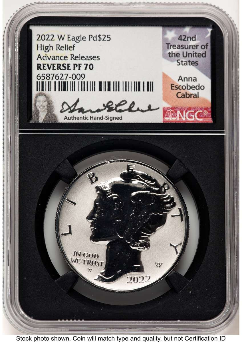 2022-W $25 Reverse Proof Palladium Eagle Coin NGC rev PF70 coin front image