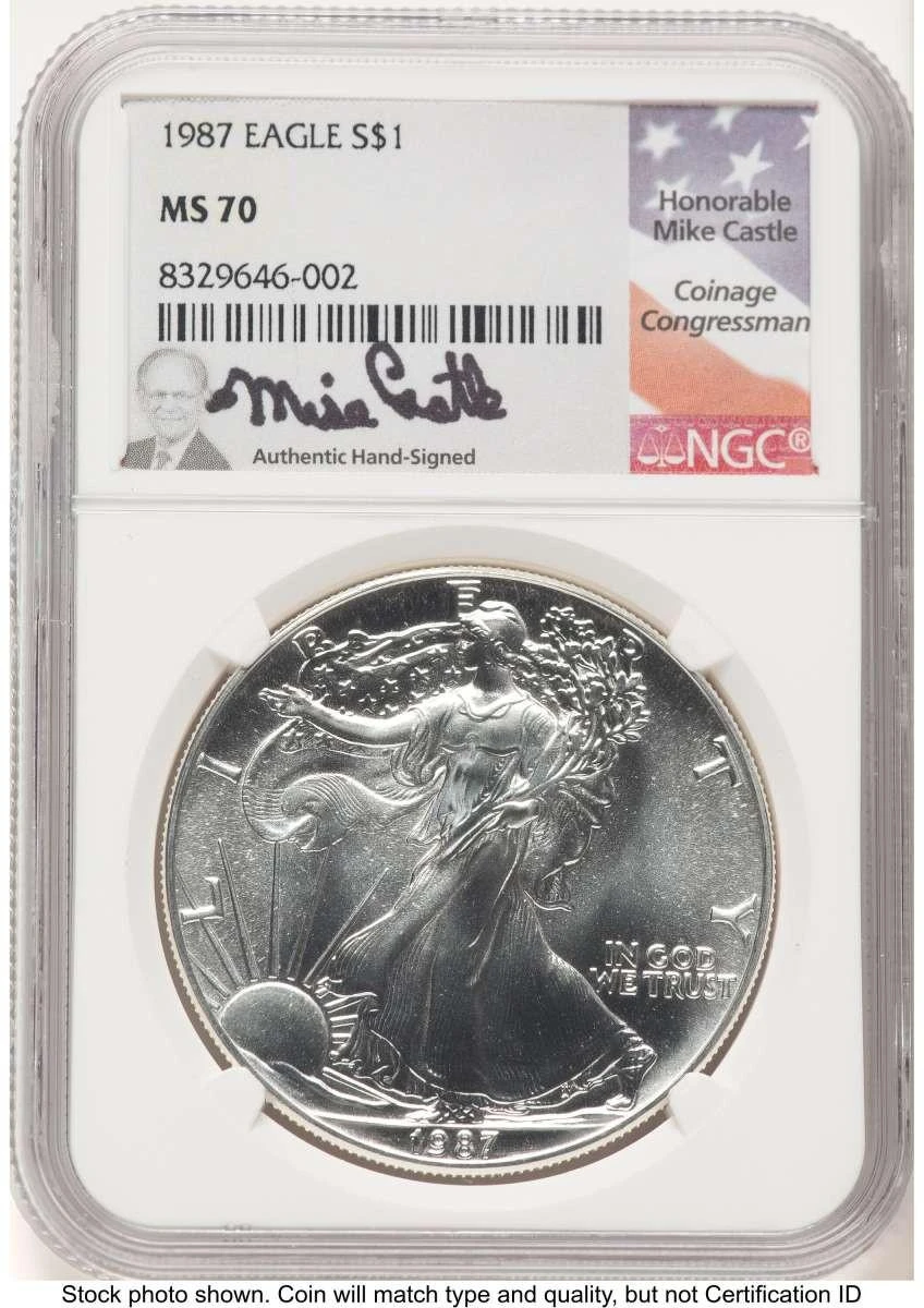 Bullionshark 1987 S$1 American Silver Eagle Coin NGC MS70 - HAT771098047 