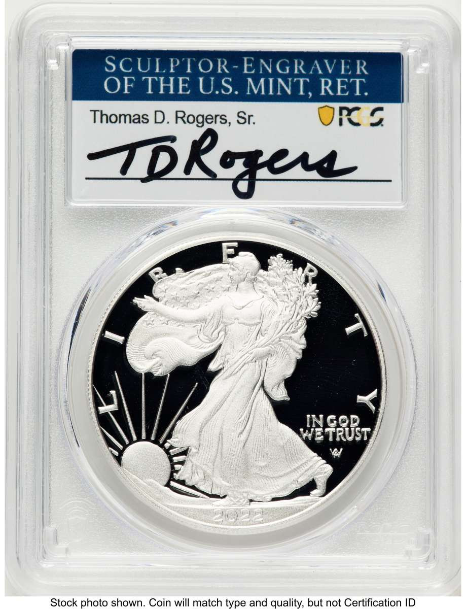 2022-W S$1 Proof American Silver Eagle Coin PCGS PR70 DCAM coin front image