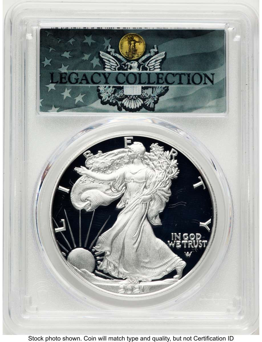 2021-W S$1 Proof American Silver Eagle Coin PCGS PR70 DCAM - Type Two coin front image