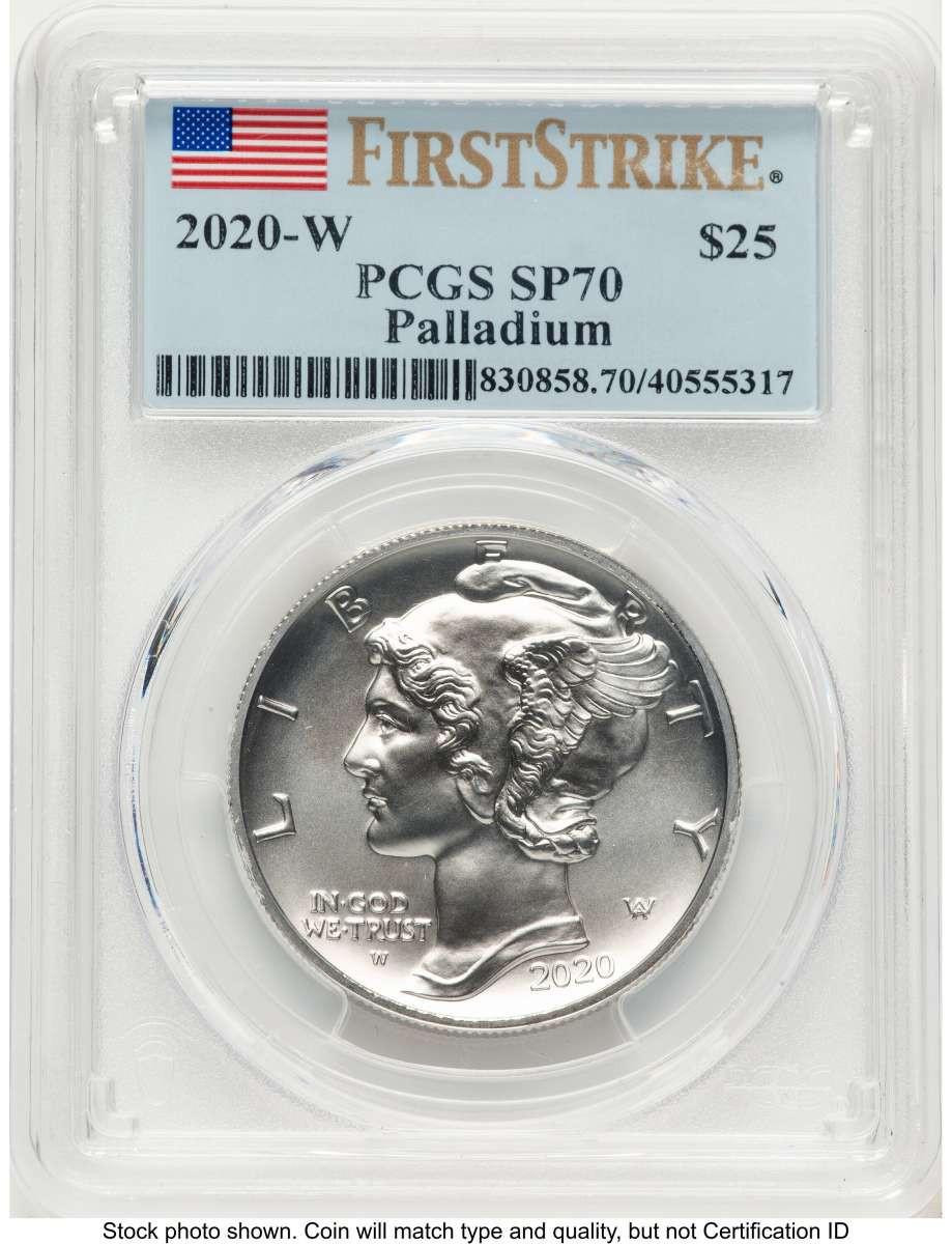 Bullionshark 2020-W $25 Burnished Palladium Eagle Coin PCGS MS70 - HAT787442138 