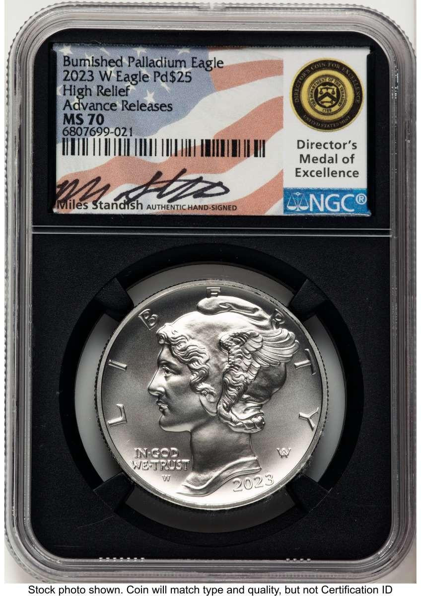 Bullionshark 2023-W $25 Burnished Palladium Eagle Coin NGC MS70 - HAT787442141 