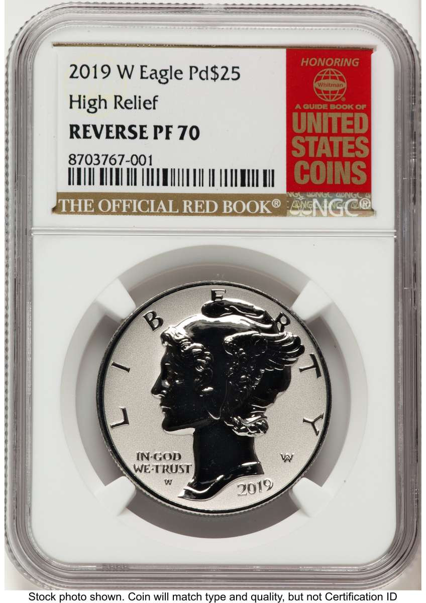 2019-W $25 Reverse Proof Palladium Eagle Coin NGC rev PF70   One-Ounce coin front image