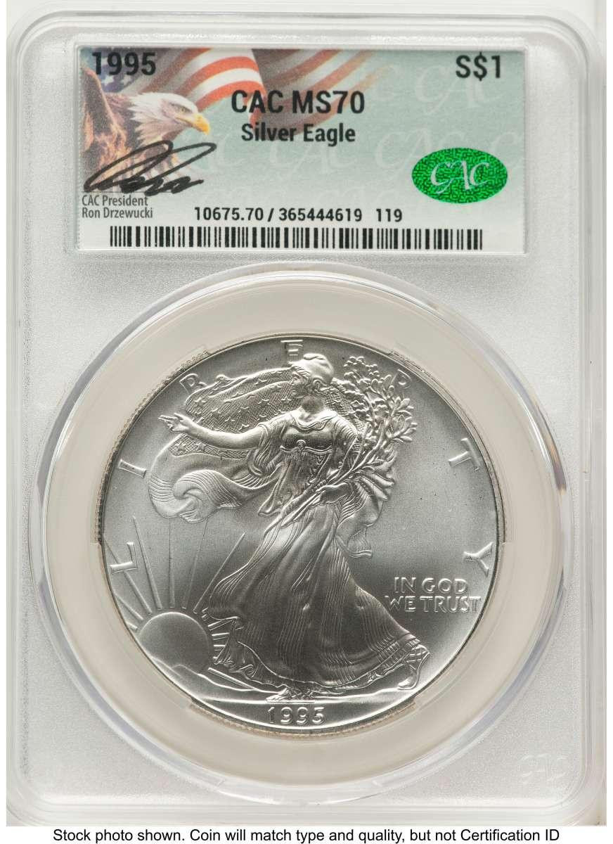 Bullionshark 1995 S$1 American Silver Eagle Coin CACG MS70 - HAT519898018 