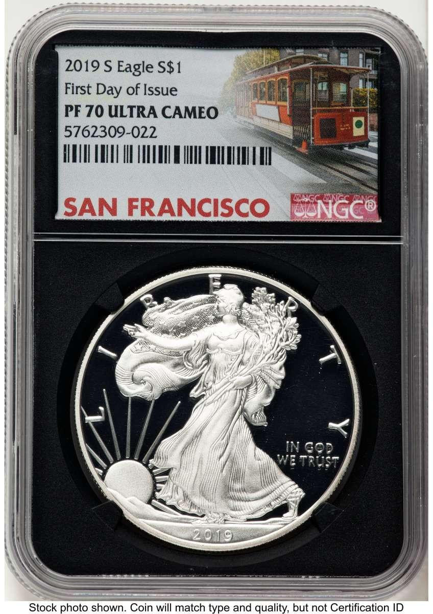 Bullionshark 2019-S S$1 Proof American Silver Eagle Coin NGC PF70 UCAM - First Day of Issue - HAT785859033 