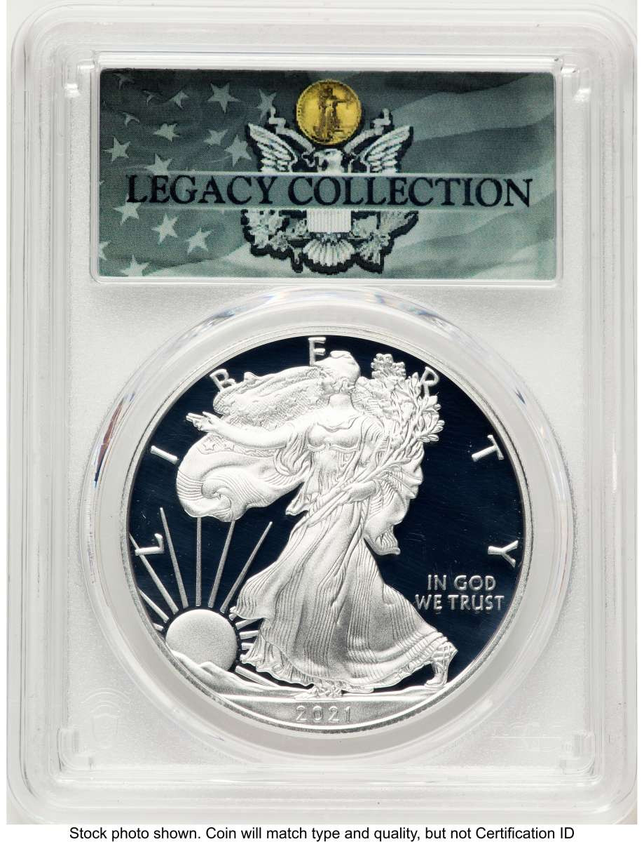 2021-W S$1 Proof American Silver Eagle Coin PCGS PR70 DCAM - Type One coin front image