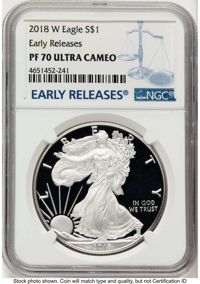 Bullionshark 2018-W S$1 Proof American Silver Eagle Coin NGC PF70 UCAM - First Strike - HAT786145046 