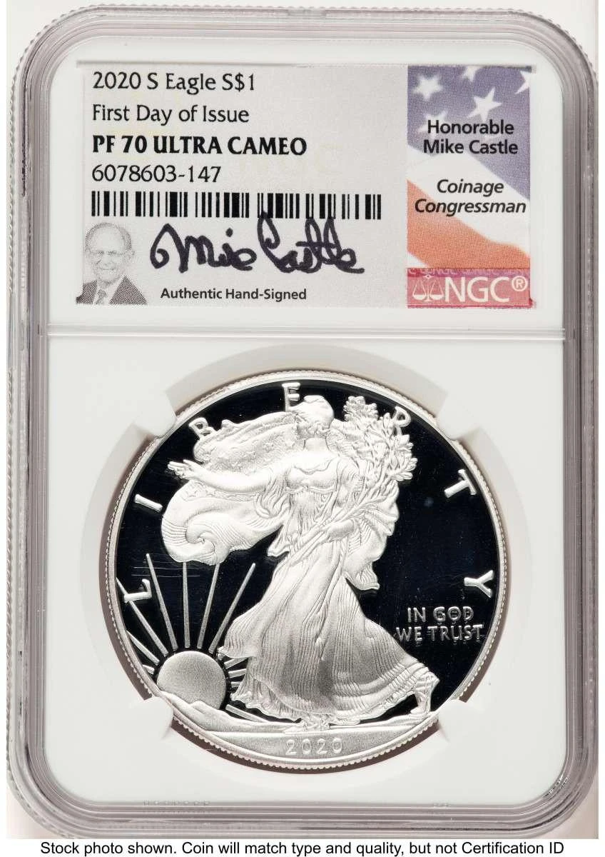 Bullionshark 2020-S S$1 Proof American Silver Eagle Coin NGC PF70 UCAM - First Day of Issue - HAT786209041 