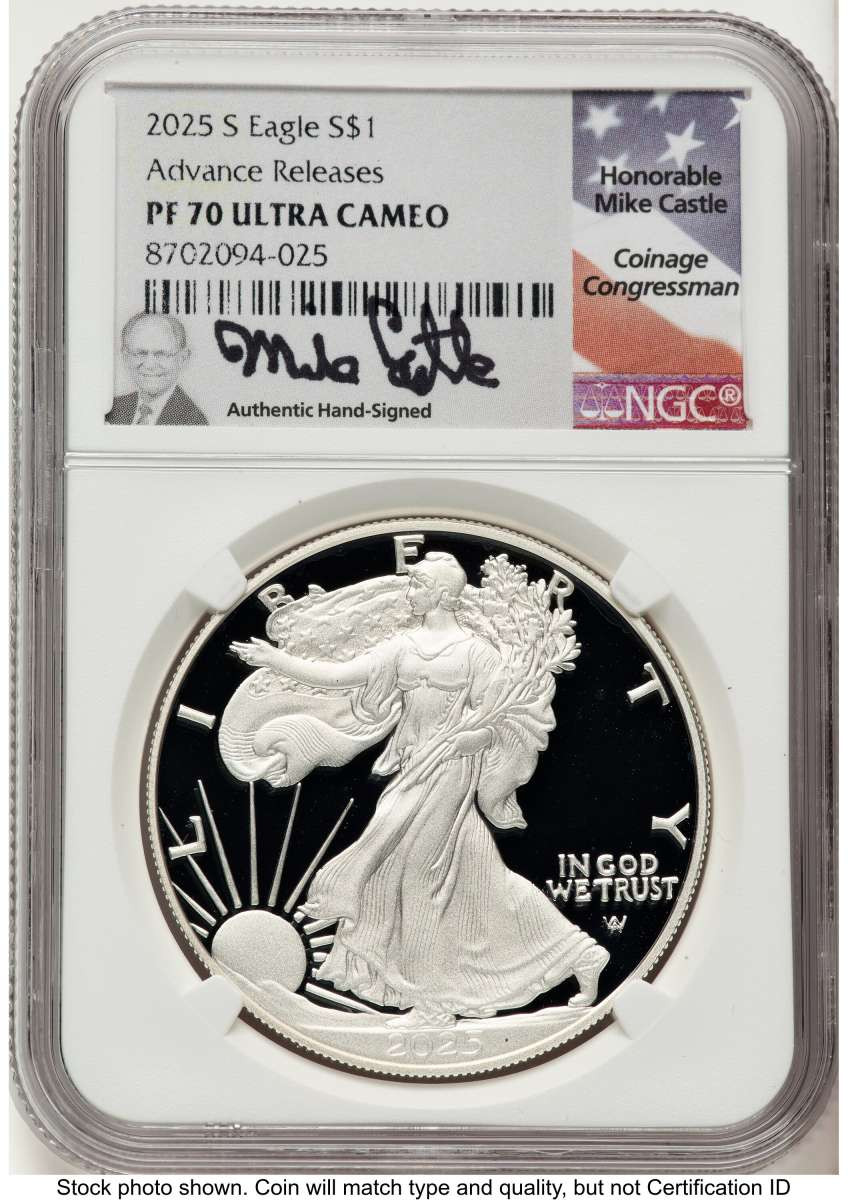 2025-S S$1 Proof American Silver Eagle Coin NGC PF70 UCAM - Advanced Release coin front image