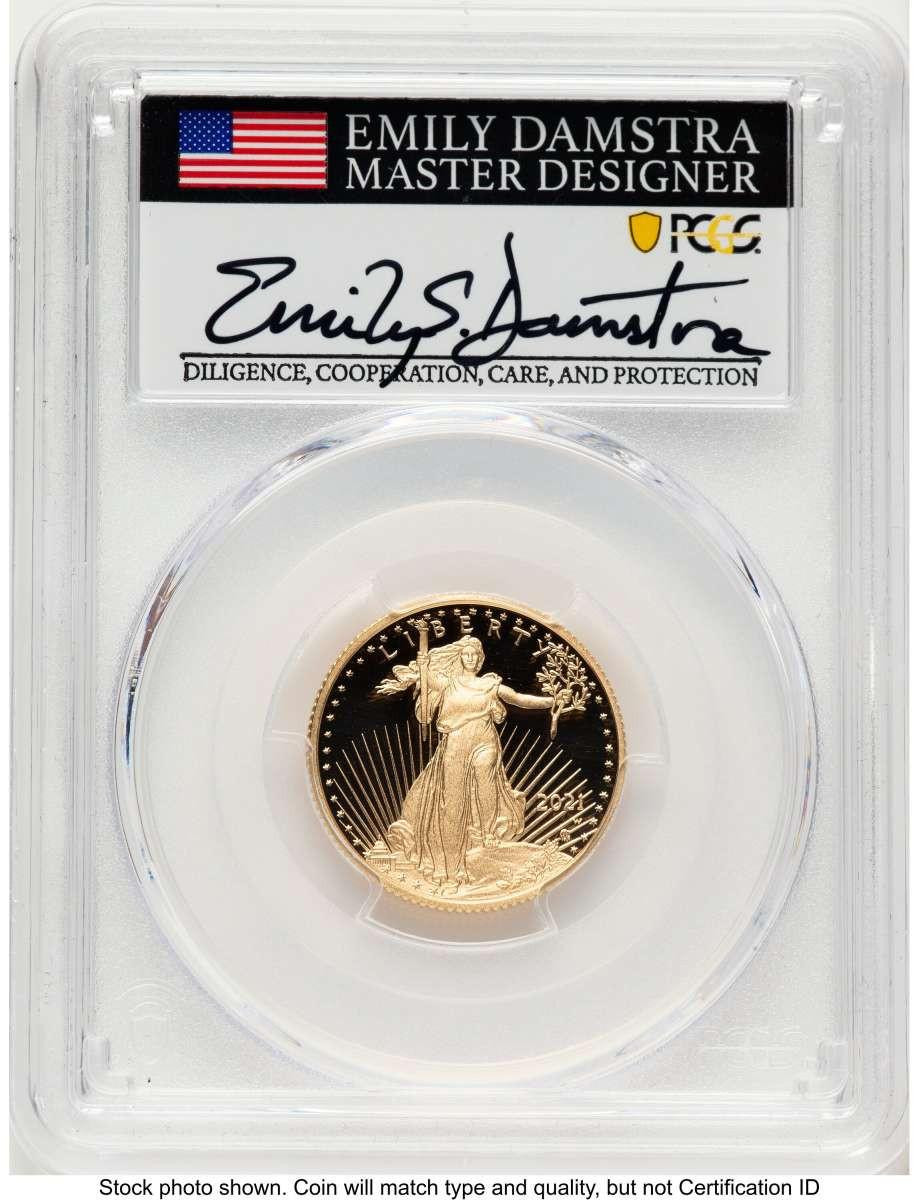 Bullionshark 2021-W G$10 Proof 1/4 oz American Gold Eagle Coin PCGS PR70 DCAM - Type Two - HAT788390060 