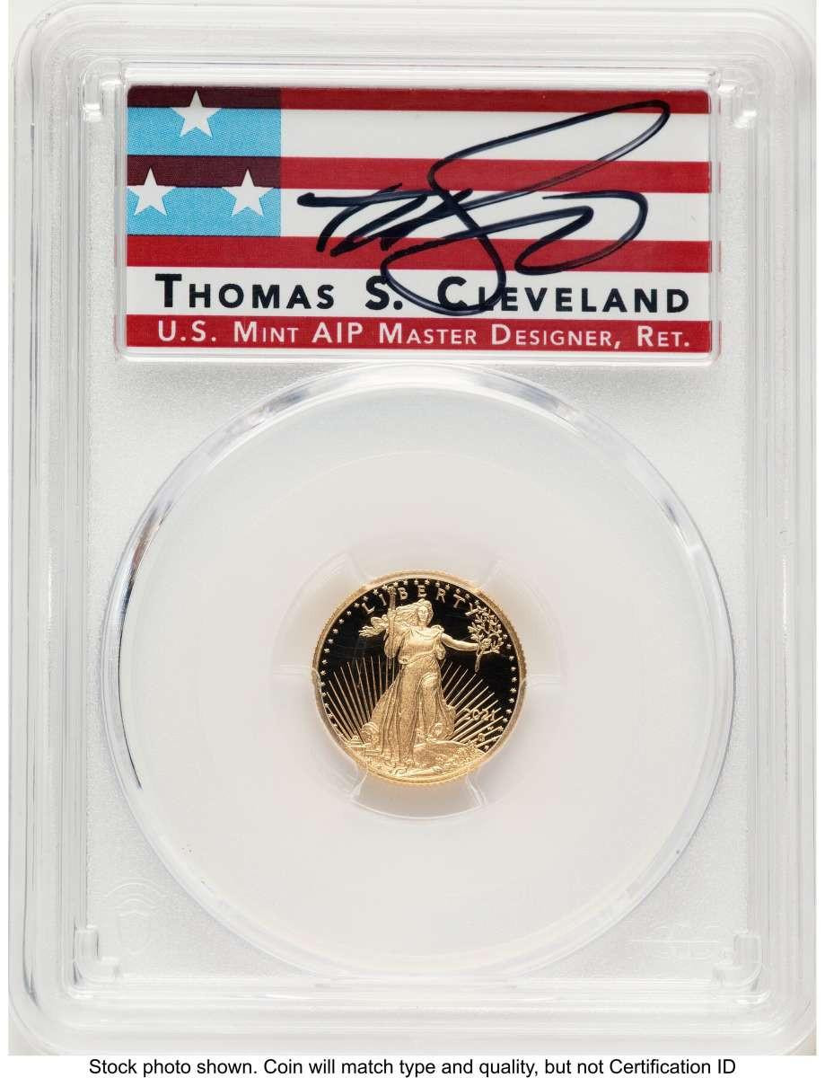 Bullionshark 2021-W G$5 Proof 1/10 oz American Gold Eagle Coin PCGS PR70 DCAM - Type Two - First Day of Issue - HAT524608018 