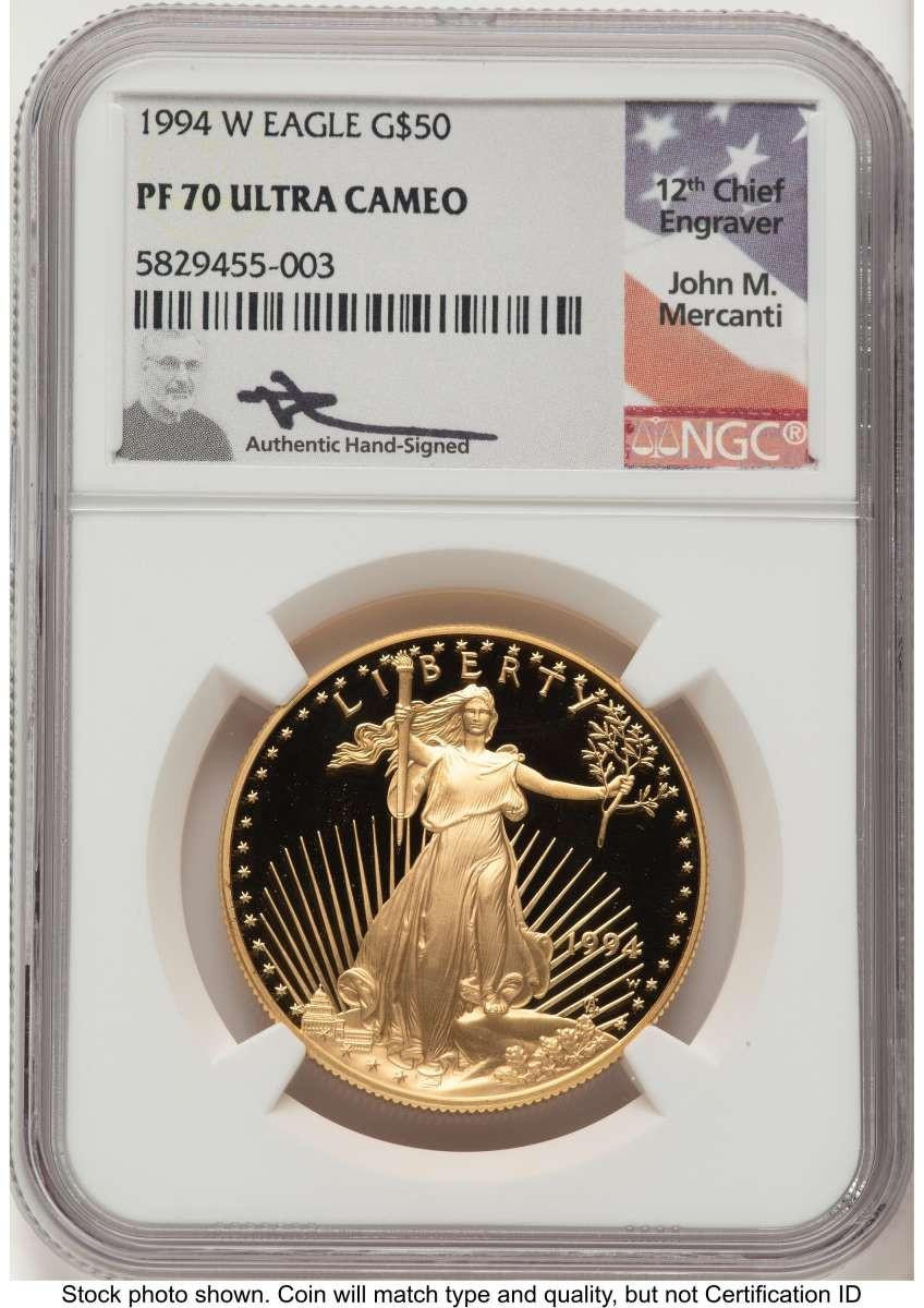 Bullionshark 1994-W $50 Proof 1 oz American Gold Eagle Coin NGC PF70 UCAM - HAT788533009 