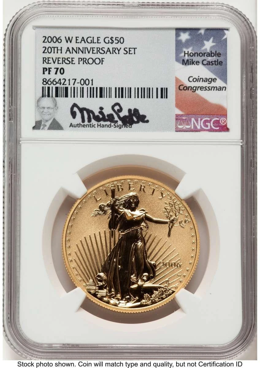 Bullionshark 2006-W $50 Reverse Proof 1 oz American Gold Eagle Coin NGC rev PF70 - 20th Anniversary - HAT788549001 