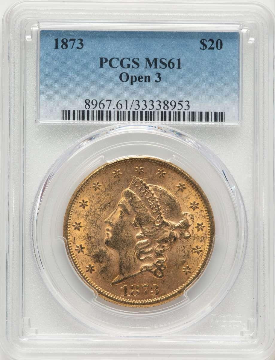 Bullionshark 1873 $20 Liberty Gold Double Eagle PCGS MS61   Open 3 - HAT785416008 