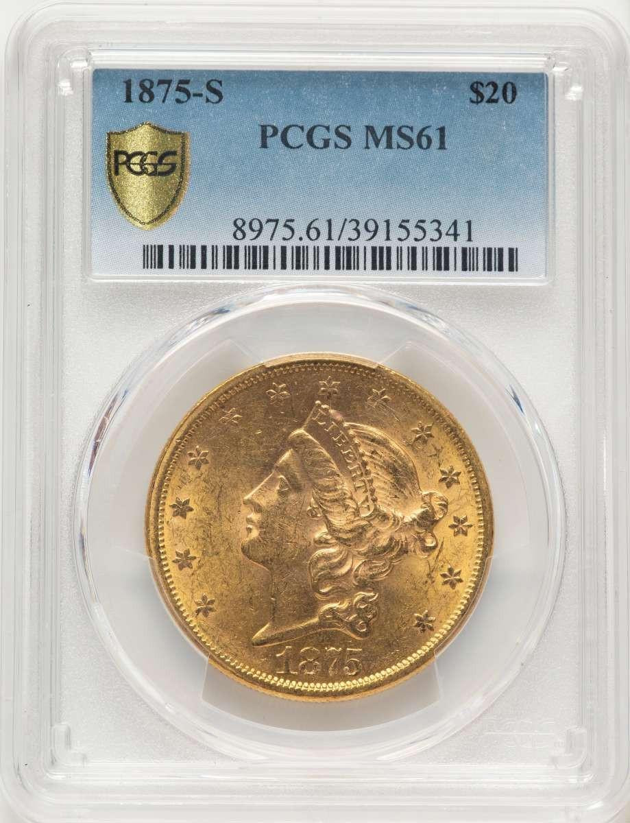 Bullionshark 1875-S $20 Liberty Gold Double Eagle PCGS MS61 - HAT784572001 