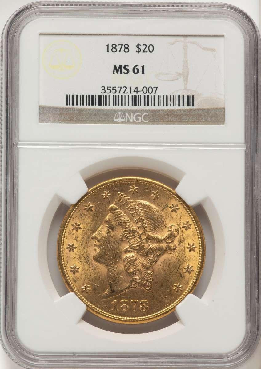 Bullionshark 1878 $20 Liberty Gold Double Eagle NGC MS61 - HAT788689010 