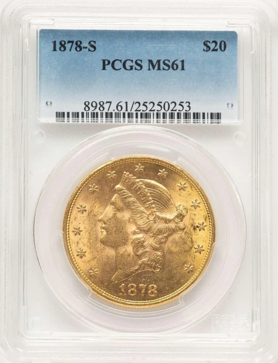 Bullionshark 1878-S $20 Liberty Gold Double Eagle PCGS MS61 - HAT788689024 