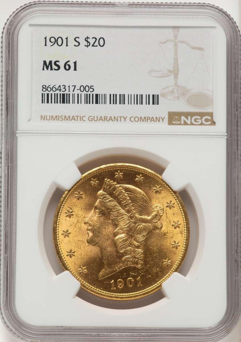 Bullionshark 1901-S $20 Liberty Gold Double Eagle NGC MS61 - HAT787267002 