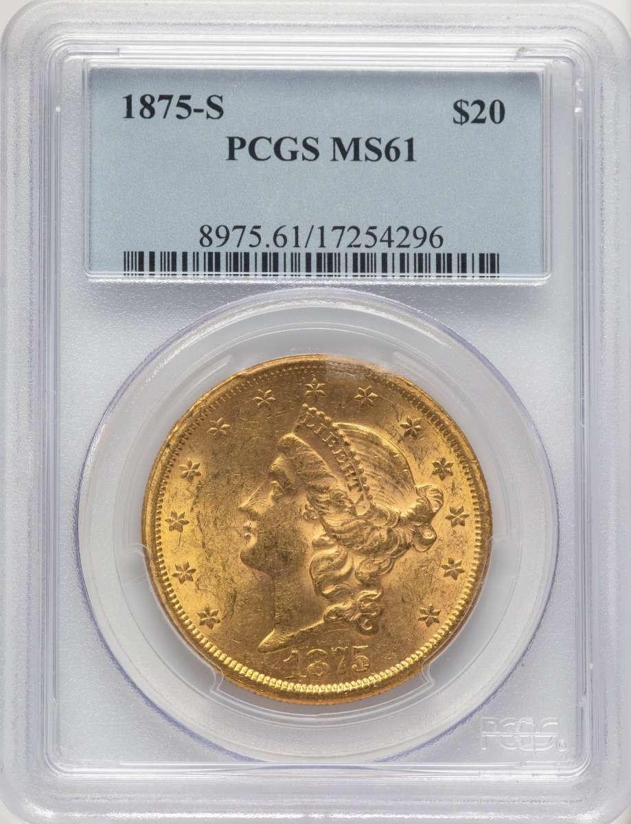 Bullionshark 1875-S $20 Liberty Gold Double Eagle PCGS MS61 - HAT787749006 