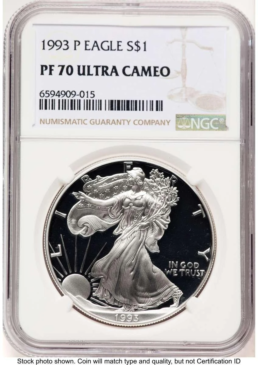 Bullionshark 1993-P S$1 Proof American Silver Eagle Coin NGC PF70 UCAM - HAT774603003 