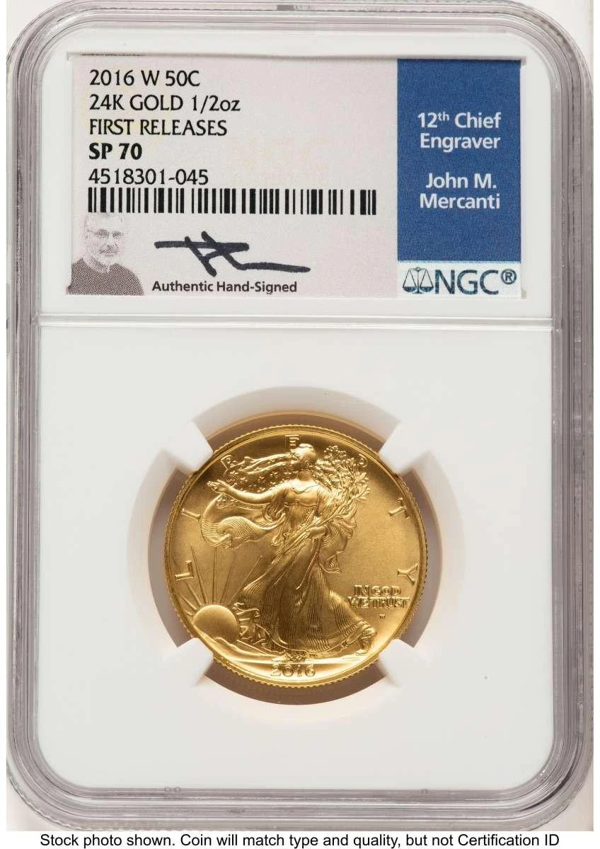 Bullionshark 2016-W 50C Modern Bullion Coin NGC MS70   Walking Liberty - Half-Ounce Gold - First Strike - HAT507651025 