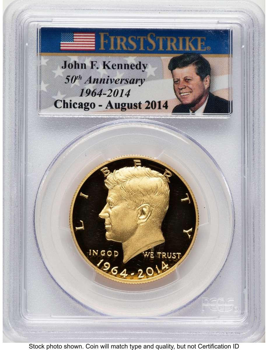 Bullionshark 2014-W 50C Proof Kennedy Half Dollar Coin PCGS PR70   Gold - 50th Anniversary - HAT788694003 
